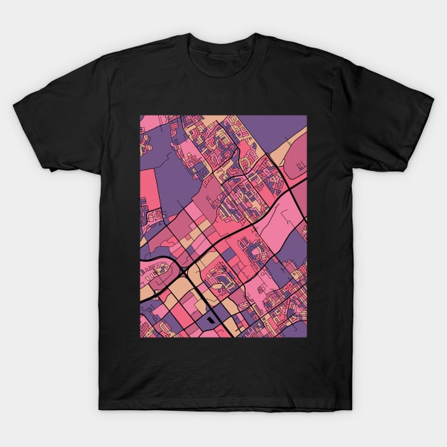 Laval Map Pattern in Purple & Pink T-Shirt by PatternMaps